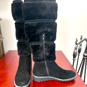Stuart Weitzman winter faux fur suede boots